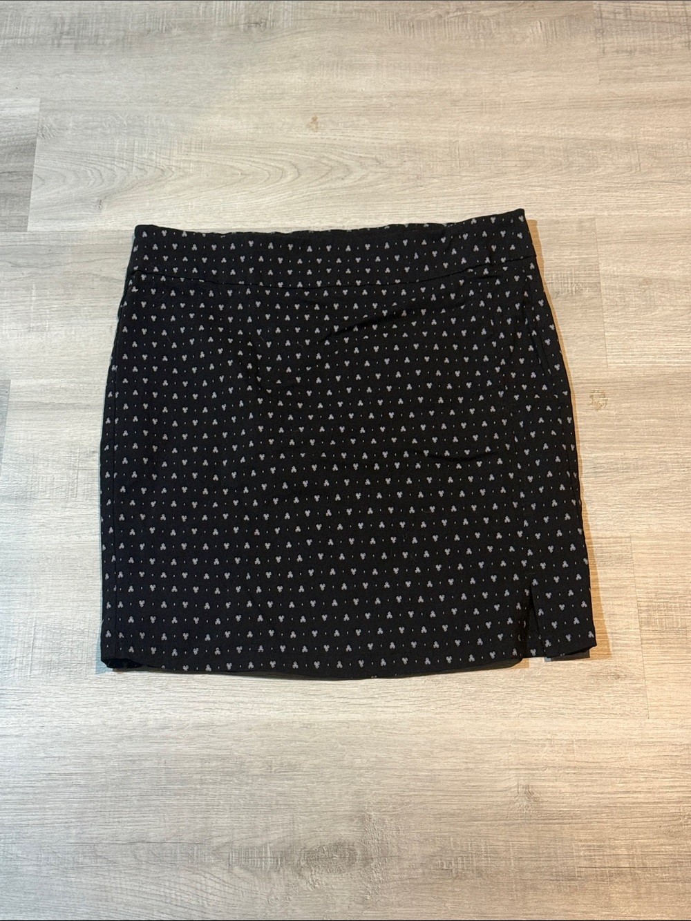 Tag Black Mini Skirt with White Micro Triangle Pattern